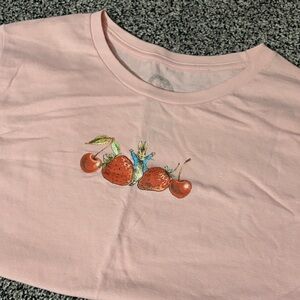 Charming Pink Crop Top with Fruit Design